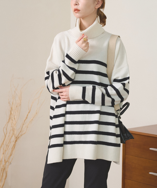JOURNAL STANDARD（ジャーナルスタンダード）の「MUSICタートルネックプルオーバー（ニット/セーター・レディース・ホワイト×ホワイト/レッド/ブラック/ブラウン・FREE）」の12枚目の写真