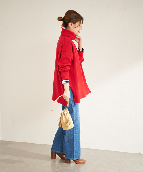 JOURNAL STANDARD（ジャーナルスタンダード）の「MUSICタートルネックプルオーバー（ニット/セーター・レディース・ホワイト×ホワイト/レッド/ブラック/ブラウン・FREE）」の21枚目の写真