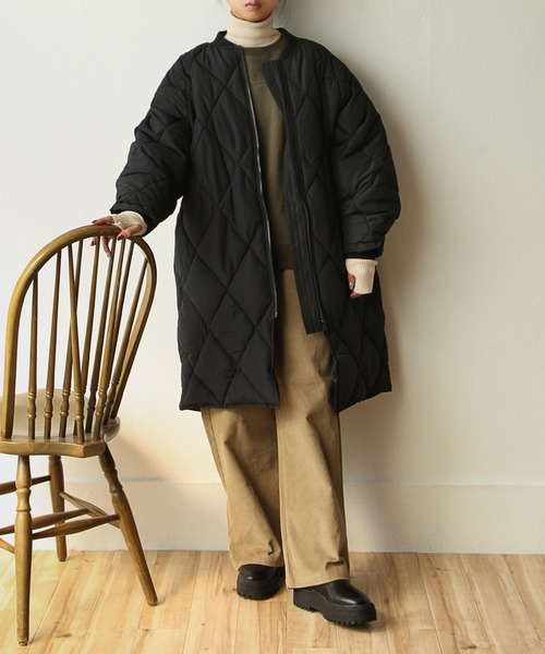 Chillfar（チルファー）の「ロング丈中綿ダウンコート（ダウンジャケット/コート・レディース・ブラック/カーキ/アイボリー・MEDIUM/LARGE）」の13枚目の写真