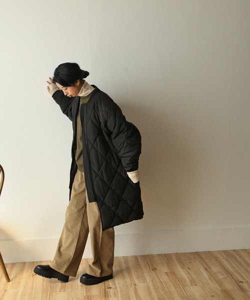 Chillfar（チルファー）の「ロング丈中綿ダウンコート（ダウンジャケット/コート・レディース・ブラック/カーキ/アイボリー・MEDIUM/LARGE）」の15枚目の写真
