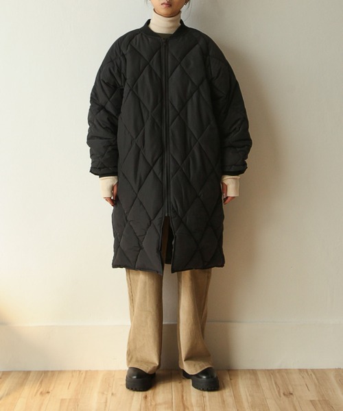 Chillfar（チルファー）の「ロング丈中綿ダウンコート（ダウンジャケット/コート・レディース・ブラック/カーキ/アイボリー・MEDIUM/LARGE）」の17枚目の写真