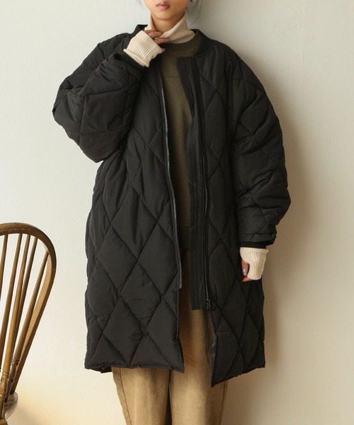 Chillfar（チルファー）の「ロング丈中綿ダウンコート（ダウンジャケット/コート・レディース・ブラック/カーキ/アイボリー・MEDIUM/LARGE）」の11枚目の写真