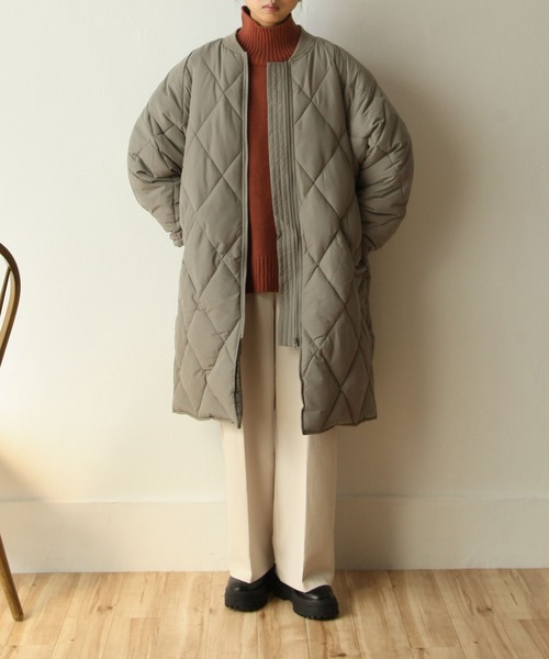 Chillfar（チルファー）の「ロング丈中綿ダウンコート（ダウンジャケット/コート・レディース・ブラック/カーキ/アイボリー・MEDIUM/LARGE）」の20枚目の写真