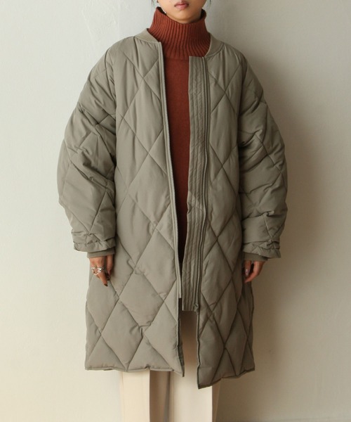Chillfar（チルファー）の「ロング丈中綿ダウンコート（ダウンジャケット/コート・レディース・ブラック/カーキ/アイボリー・MEDIUM/LARGE）」の19枚目の写真