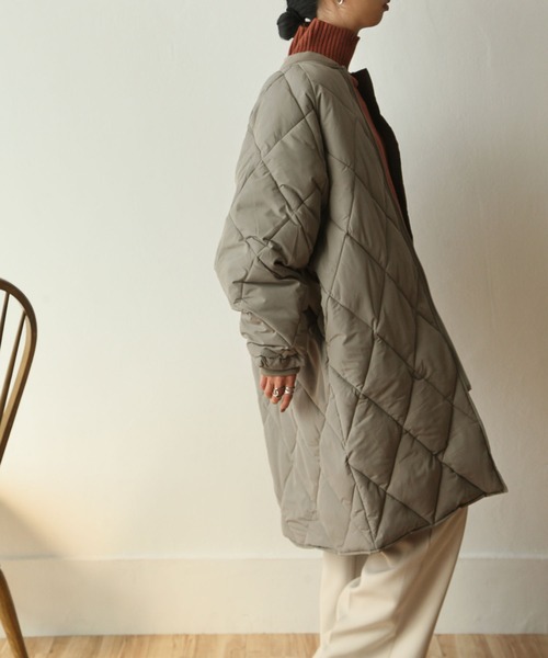 Chillfar（チルファー）の「ロング丈中綿ダウンコート（ダウンジャケット/コート・レディース・ブラック/カーキ/アイボリー・MEDIUM/LARGE）」の21枚目の写真