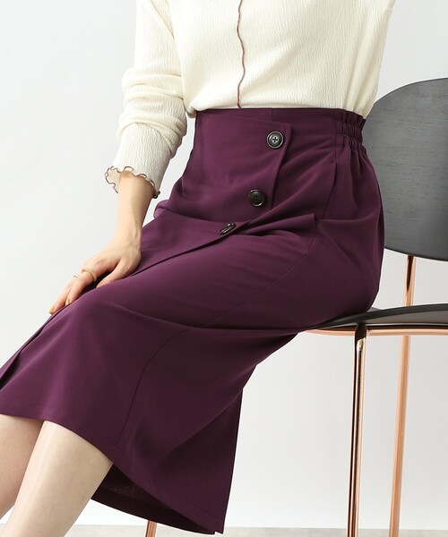 DRESKIP(ドレスキップ)の「◆【Iラインで上品】ラップ風ナロースカート(スカート・レディース・ボルドー/ベージュ系その他2/ブラック系1/ネイビー系1/ブラック・04/02/03)」の5枚目の写真