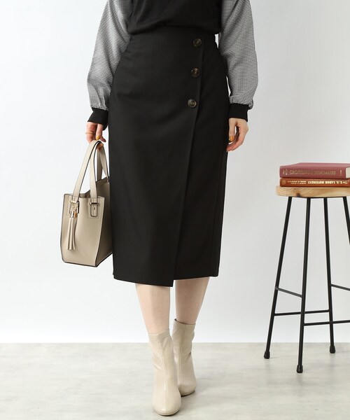 DRESKIP(ドレスキップ)の「◆【Iラインで上品】ラップ風ナロースカート(スカート・レディース・ボルドー/ベージュ系その他2/ブラック系1/ネイビー系1/ブラック・04/02/03)」の8枚目の写真