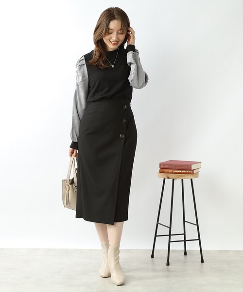 DRESKIP(ドレスキップ)の「◆【Iラインで上品】ラップ風ナロースカート(スカート・レディース・ボルドー/ベージュ系その他2/ブラック系1/ネイビー系1/ブラック・04/02/03)」の11枚目の写真