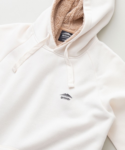 OUTDOOR PRODUCTS APPAREL（アウトドアプロダクツアパレル）の「身頃ボア　ワンポイントブランドロゴ　プルオーバーパーカー（パーカー・メンズ・杢グレー/ブラック/ワイン/オリーブ/アイボリー/ライトブラウン/ライトグリーン/ネイビー/ベージュ・MEDIUM/LARGE/X-LARGE）」の6枚目の写真