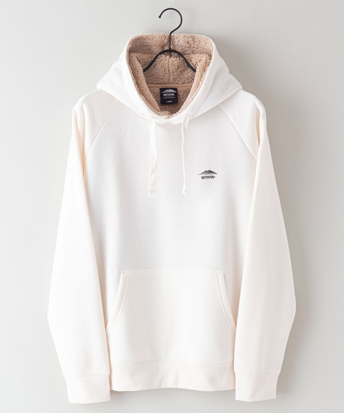 OUTDOOR PRODUCTS APPAREL（アウトドアプロダクツアパレル）の「身頃ボア　ワンポイントブランドロゴ　プルオーバーパーカー（パーカー・メンズ・杢グレー/ブラック/ワイン/オリーブ/アイボリー/ライトブラウン/ライトグリーン/ネイビー/ベージュ・MEDIUM/LARGE/X-LARGE）」の16枚目の写真