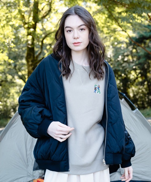 OUTDOOR PRODUCTS APPAREL(アウトドアプロダクツアパレル)の「2WAY リバーシブル ビッグシルエット バルーンシルエット MA-1 ジャケット(MA-1・レディース・ブラック/ブラウン/カーキ・MEDIUM)」の9枚目の写真