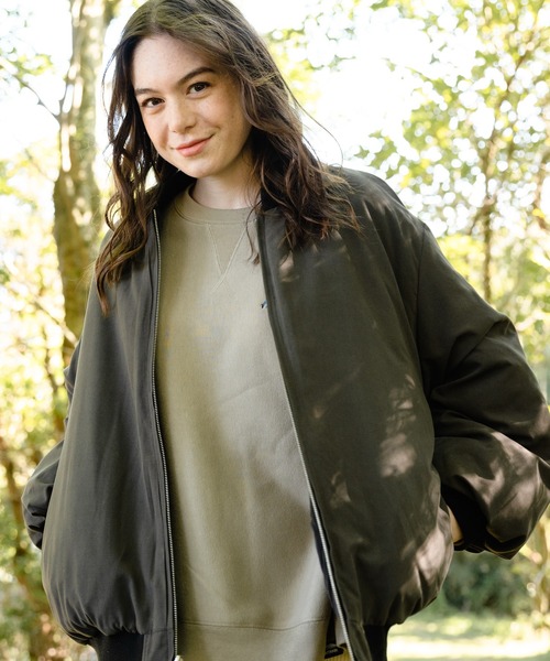 OUTDOOR PRODUCTS APPAREL(アウトドアプロダクツアパレル)の「2WAY リバーシブル ビッグシルエット バルーンシルエット MA-1 ジャケット(MA-1・レディース・ブラック/ブラウン/カーキ・MEDIUM)」の14枚目の写真