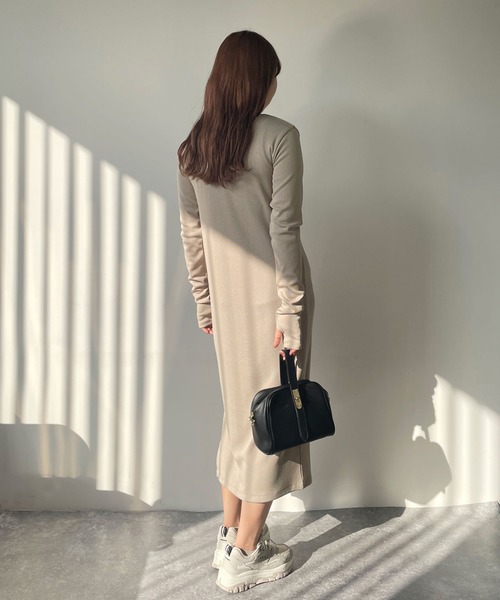 179/WG（イチナナキュウダブルジー）の「バイカラーリブワンピース（ワンピース・レディース・グリーン/オフホワイト/ブラック・MEDIUM）」の12枚目の写真