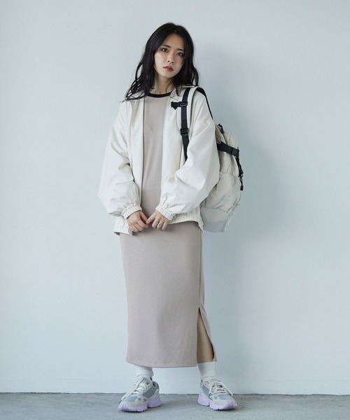 179/WG（イチナナキュウダブルジー）の「バイカラーリブワンピース（ワンピース・レディース・グリーン/オフホワイト/ブラック・MEDIUM）」の6枚目の写真