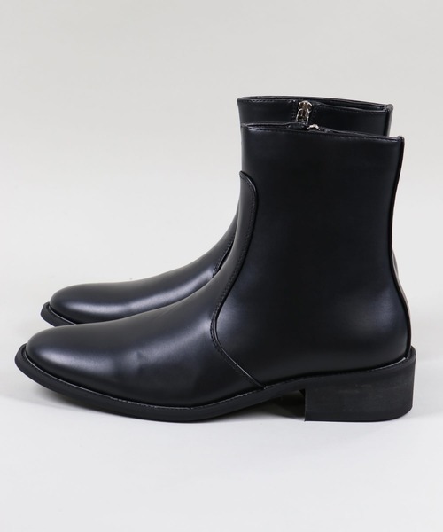 SPINNS(スピンズ)の「フェイクレザー ジップアップヒールブーツ(ブーツ・メンズ・ブラック・27cm/25cm/26cm)」の3枚目の写真