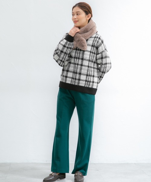 Honeys（ハニーズ）の「チェック柄ニット（ニット/セーター・レディース・パープル系その他/ブラック系その他/グレー系その他/グリーン系その他・M/L/S/LL）」の6枚目の写真