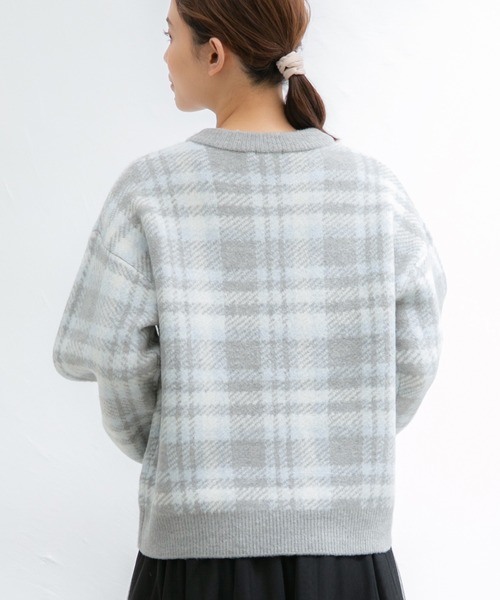 Honeys（ハニーズ）の「チェック柄ニット（ニット/セーター・レディース・パープル系その他/ブラック系その他/グレー系その他/グリーン系その他・M/L/S/LL）」の18枚目の写真