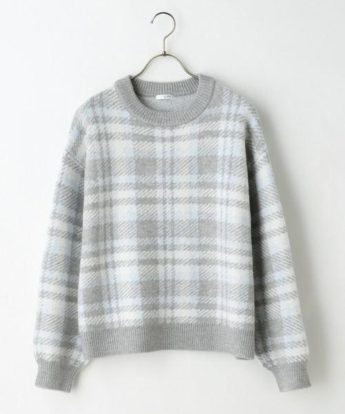 Honeys（ハニーズ）の「チェック柄ニット（ニット/セーター・レディース・パープル系その他/ブラック系その他/グレー系その他/グリーン系その他・M/L/S/LL）」の19枚目の写真