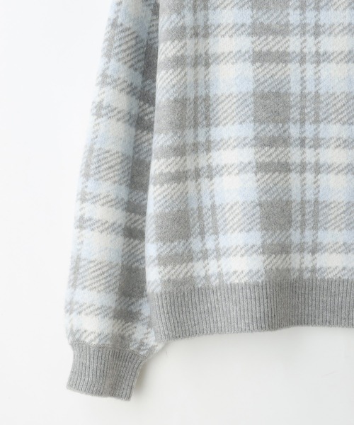 Honeys（ハニーズ）の「チェック柄ニット（ニット/セーター・レディース・パープル系その他/ブラック系その他/グレー系その他/グリーン系その他・M/L/S/LL）」の20枚目の写真
