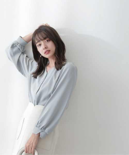 PROPORTION BODY DRESSING（プロポーションボディドレッシング）の「パールブラウス/1212210915（シャツ/ブラウス・レディース・ホワイト系その他/グリーン/グレー・MEDIUM/SMALL）」の3枚目の写真