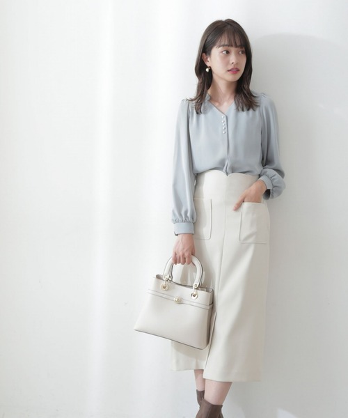 PROPORTION BODY DRESSING（プロポーションボディドレッシング）の「パールブラウス/1212210915（シャツ/ブラウス・レディース・ホワイト系その他/グリーン/グレー・MEDIUM/SMALL）」の9枚目の写真