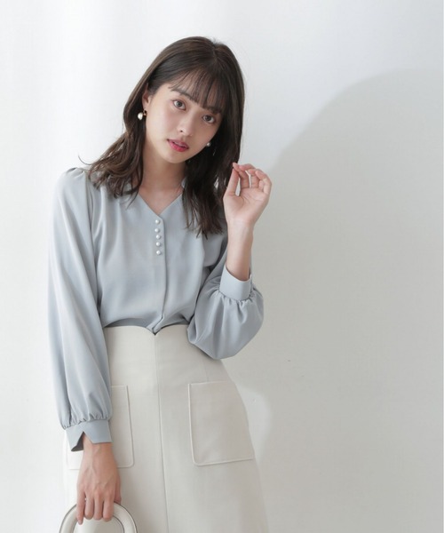 PROPORTION BODY DRESSING（プロポーションボディドレッシング）の「パールブラウス/1212210915（シャツ/ブラウス・レディース・ホワイト系その他/グリーン/グレー・MEDIUM/SMALL）」の10枚目の写真