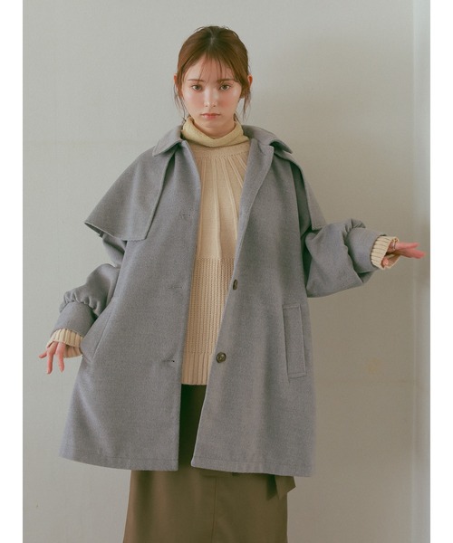 ehka sopo エヘカサポ ステンカラーコート ベージュ 完売商品❗ エヘカソポ ehka sopo ブークレ丸衿コート （ベージュ
