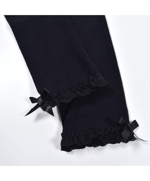 BeBe(ベベ)の「BeBe/起毛フライス裾レースレギンス(90~140cm)(レギンス/スパッツ・キッズ・ブラック/ネイビー・XX-SMALL/X-SMALL/SMALL/MEDIUM/LARGE/X-LARGE)」の4枚目の写真