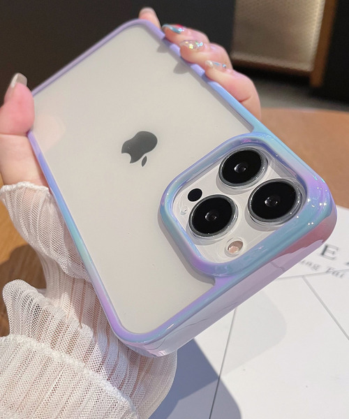 TeddyShop（テディショップ）の「【iPhone14 Pro用】パステルハイブリッドクリアiPhoneケース（スマホケース/カバー・レディース・パープル/ホワイト/マルチ/クリア/ミント/ピンク・ONE SIZE）」の7枚目の写真