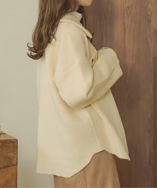 Ambre Neige(アンブルネージュ)の「ジャガードニットジャケット/【WEB/EC限定商品】(その他アウター・レディース・マスタード/モカ/アイボリー/ベージュ・FREE)」の6枚目の写真