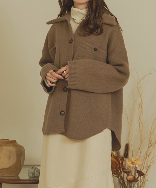 Ambre Neige(アンブルネージュ)の「ジャガードニットジャケット/【WEB/EC限定商品】(その他アウター・レディース・マスタード/モカ/アイボリー/ベージュ・FREE)」の13枚目の写真