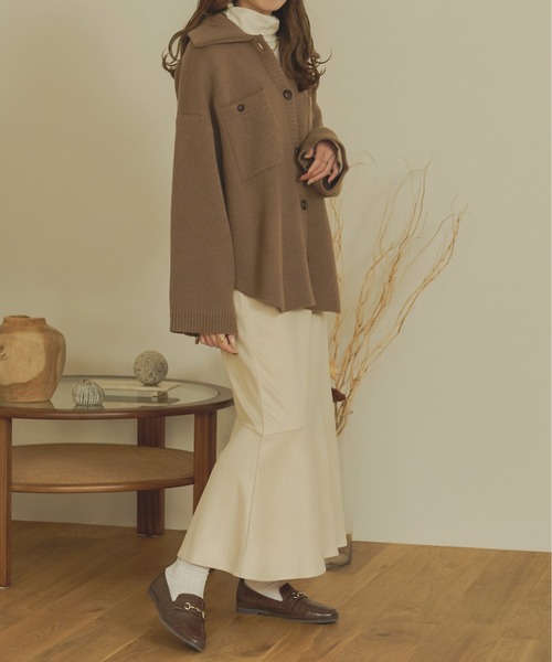 Ambre Neige(アンブルネージュ)の「ジャガードニットジャケット/【WEB/EC限定商品】(その他アウター・レディース・マスタード/モカ/アイボリー/ベージュ・FREE)」の14枚目の写真