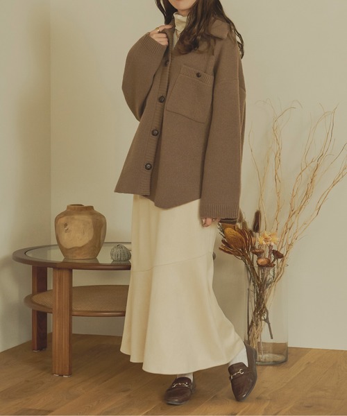 Ambre Neige(アンブルネージュ)の「ジャガードニットジャケット/【WEB/EC限定商品】(その他アウター・レディース・マスタード/モカ/アイボリー/ベージュ・FREE)」の15枚目の写真