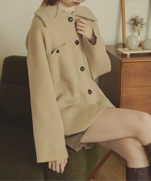 Ambre Neige(アンブルネージュ)の「ジャガードニットジャケット/【WEB/EC限定商品】(その他アウター・レディース・マスタード/モカ/アイボリー/ベージュ・FREE)」の16枚目の写真