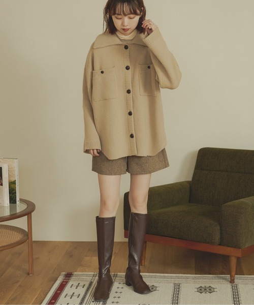 Ambre Neige(アンブルネージュ)の「ジャガードニットジャケット/【WEB/EC限定商品】(その他アウター・レディース・マスタード/モカ/アイボリー/ベージュ・FREE)」の20枚目の写真