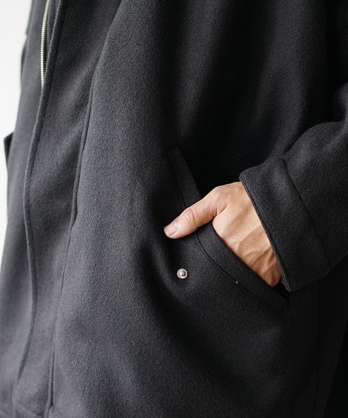 MinoriTY（マイノリティ）の「【MinoriTY】メルトン素材ドルマンマウンテンパーカーブルゾン ドルマンシルエット ビッグシルエット ジャケット メンズ 冬服 春服 オーバーサイズ アウター（マウンテンパーカー・メンズ・アイボリー/グレイッシュベージュ/ブラック/ライトグレー/ブルー/ブラック系その他/グレー系その他・L/M/S）」の9枚目の写真