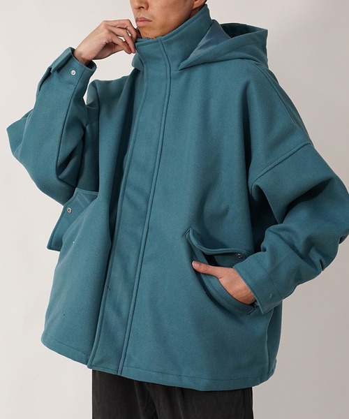 MinoriTY（マイノリティ）の「【MinoriTY】メルトン素材ドルマンマウンテンパーカーブルゾン ドルマンシルエット ビッグシルエット ジャケット メンズ 冬服 春服 オーバーサイズ アウター（マウンテンパーカー・メンズ・アイボリー/グレイッシュベージュ/ブラック/ライトグレー/ブルー/ブラック系その他/グレー系その他・L/M/S）」の17枚目の写真