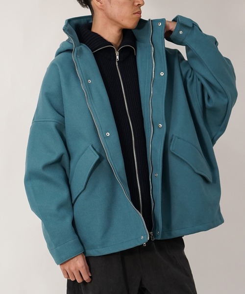 セール】【MinoriTY】メルトン素材ドルマンマウンテンパーカーブルゾン