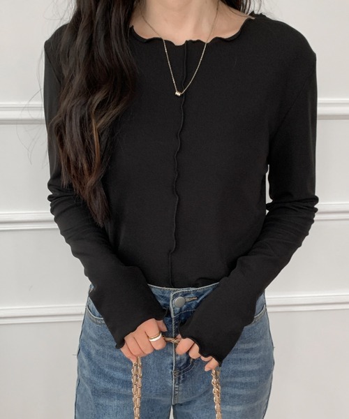 ABITOKYO（アビトーキョー）の「メロウリブトップス（Tシャツ/カットソー・レディース・モカ/ネイビー/ブラック・M/L）」の4枚目の写真