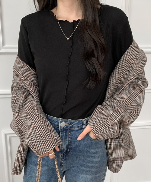ABITOKYO（アビトーキョー）の「メロウリブトップス（Tシャツ/カットソー・レディース・モカ/ネイビー/ブラック・M/L）」の11枚目の写真