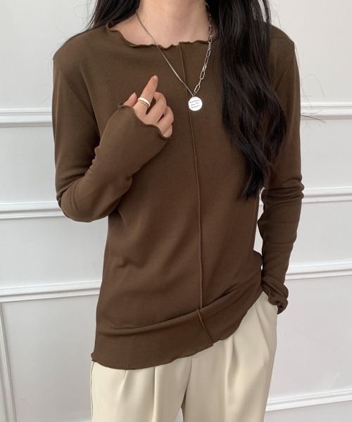 ABITOKYO（アビトーキョー）の「メロウリブトップス（Tシャツ/カットソー・レディース・モカ/ネイビー/ブラック・M/L）」の12枚目の写真