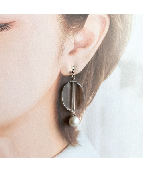 tone（トーン）の「【-lensa-】クリアでパールなピアス(MA)（ピアス（両耳用）・レディース・クリア・FREE）」の5枚目の写真