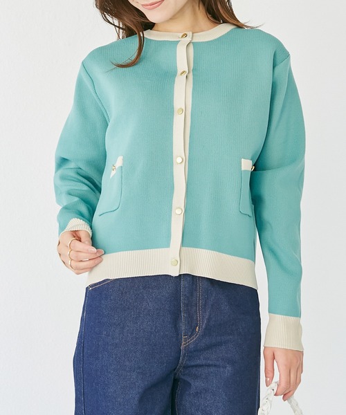 INCEDE(インシード)の「ポリスポンジ ポケット付きカーディガン(カーディガン/ボレロ・レディース・グリーン/ピンク/ブラック・M/L)」の3枚目の写真