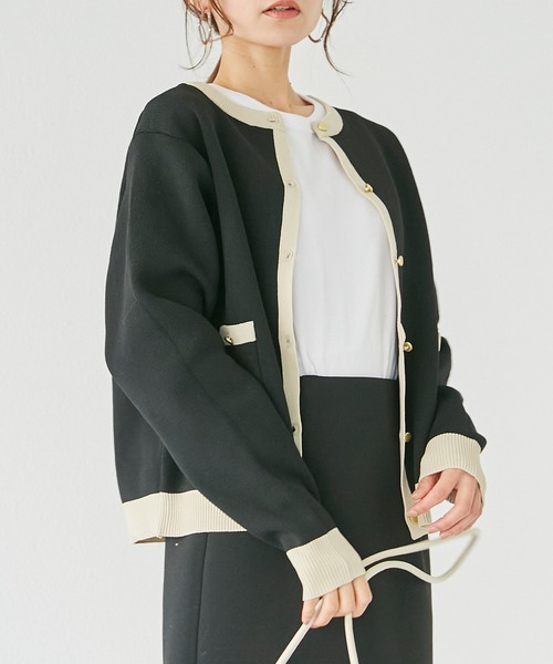 INCEDE(インシード)の「ポリスポンジ ポケット付きカーディガン(カーディガン/ボレロ・レディース・グリーン/ピンク/ブラック・M/L)」の2枚目の写真