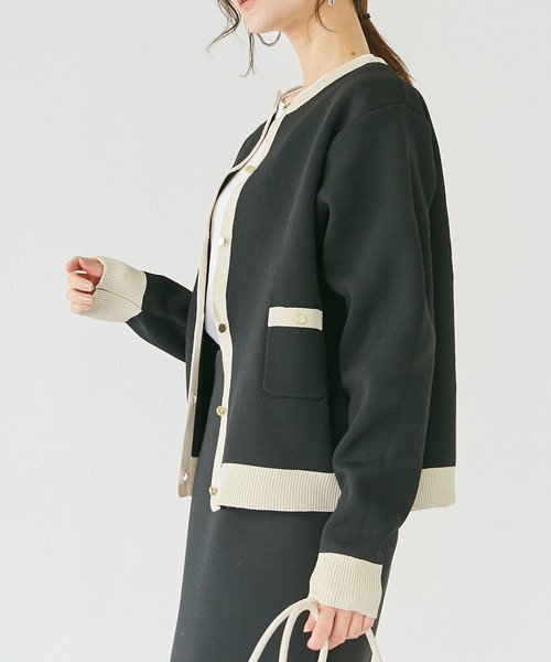 INCEDE(インシード)の「ポリスポンジ ポケット付きカーディガン(カーディガン/ボレロ・レディース・グリーン/ピンク/ブラック・M/L)」の4枚目の写真