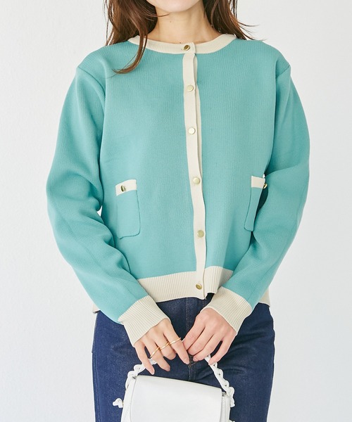 INCEDE(インシード)の「ポリスポンジ ポケット付きカーディガン(カーディガン/ボレロ・レディース・グリーン/ピンク/ブラック・M/L)」の9枚目の写真
