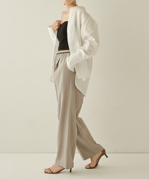 COLLAGE GALLARDAGALANTE（コラージュガリャルダガランテ）の「ウエストゴムワイドパンツ（スラックス・レディース・ブラック/グレー/グリーン・FREE）」の18枚目の写真