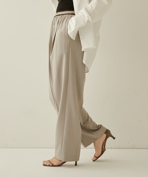 COLLAGE GALLARDAGALANTE（コラージュガリャルダガランテ）の「ウエストゴムワイドパンツ（スラックス・レディース・ブラック/グレー/グリーン・FREE）」の19枚目の写真