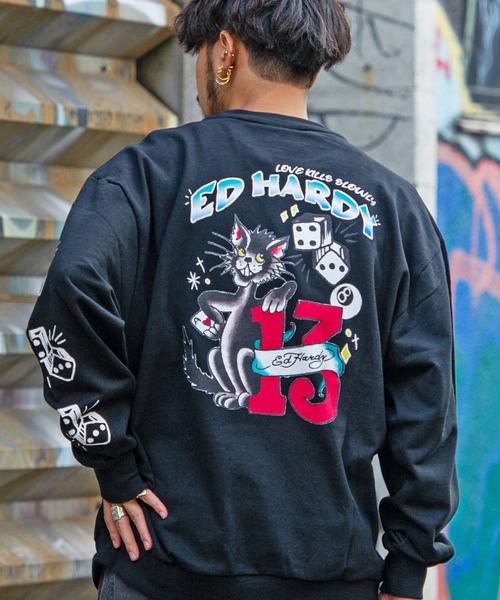 Ed Hardy(エドハーディー)の「『ED HARDY/エドハーディー』プリント長袖スウェットトレーナー3タイプ(Tシャツ/カットソー・メンズ・ブラック系2/グリーン系2/ブラック/イエロー/ブルー/ブルー系1/ブラック系1/グリーン/グリーン系1・L/M)」の4枚目の写真