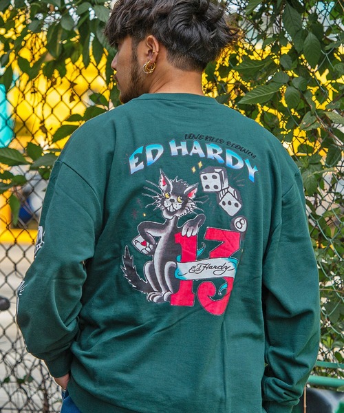Ed Hardy(エドハーディー)の「『ED HARDY/エドハーディー』プリント長袖スウェットトレーナー3タイプ(Tシャツ/カットソー・メンズ・ブラック系2/グリーン系2/ブラック/イエロー/ブルー/ブルー系1/ブラック系1/グリーン/グリーン系1・L/M)」の7枚目の写真